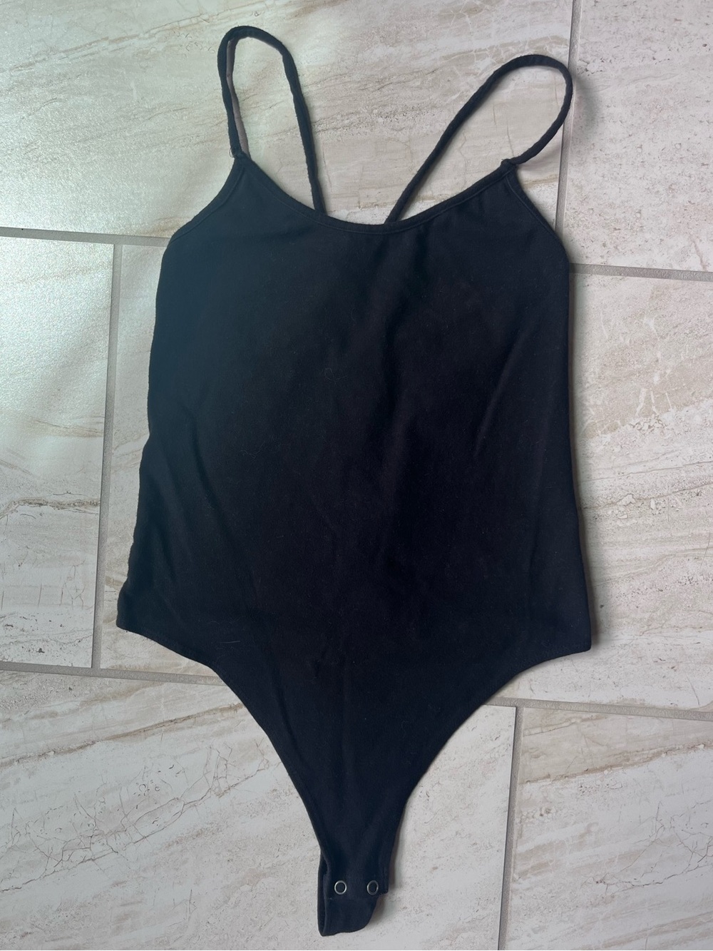 American Eagle Black Lace Up Back Cami Bodysuit Size Small